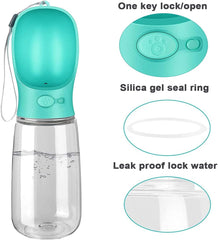 mwel Dog Water Bottle 550ml – Portable, leak-proof pet water dispenser.
